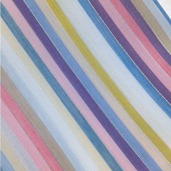Vintage Pastel Rainbow Stripes Fabric with Metallic Silver, Cute Kawaii Fabric - Picture 10 of 10
